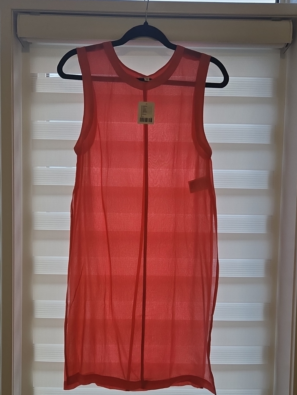 silence + noise Sheer Sleeveless Coral Red Tunic